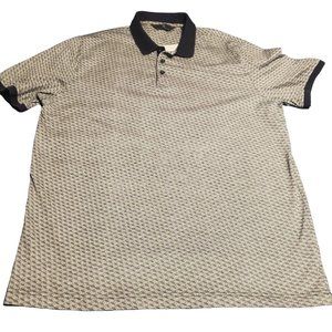 Hart Schaffner & Marx Sz L Cube Geometric Cotton Polo Shirt